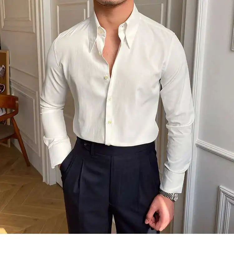 Men’s Spring British Business Slim Shirt