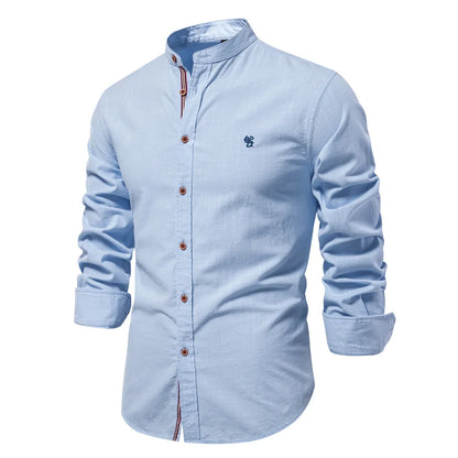 PureCraft Cotton Linen Embroidered Shirt for Men