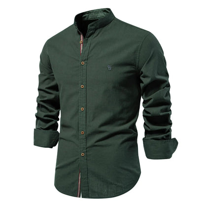 PureCraft Cotton Linen Embroidered Shirt for Men