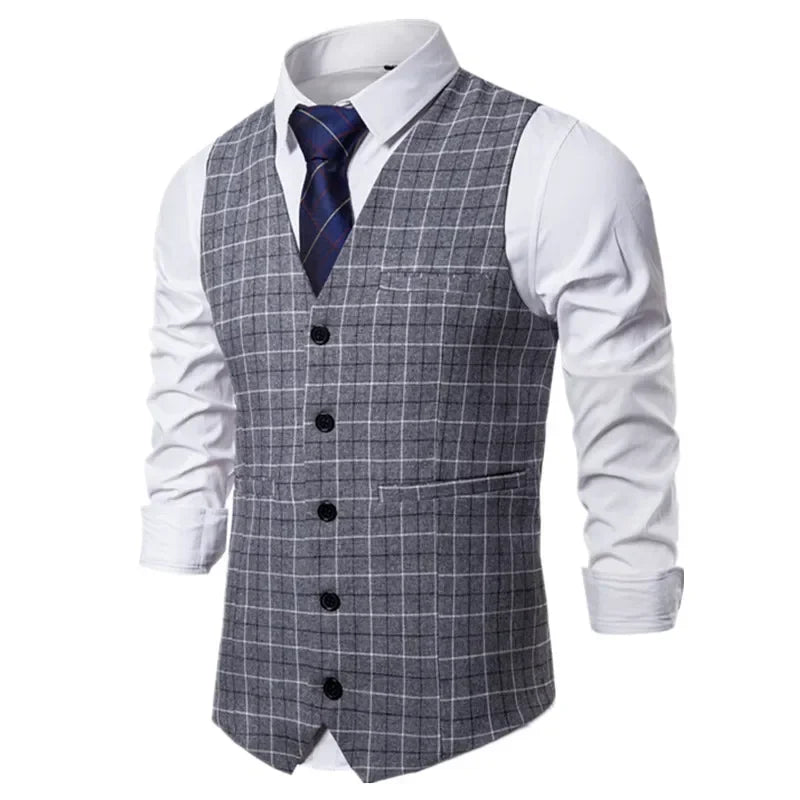 Elite Plaid Suit Vest for Men