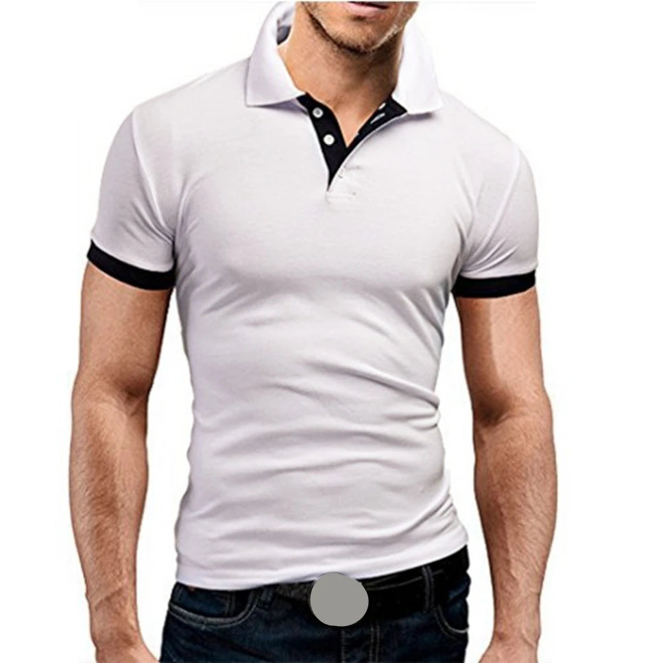 New Men's T-shirt Lapel Casual Short-sleeved Stitching Men