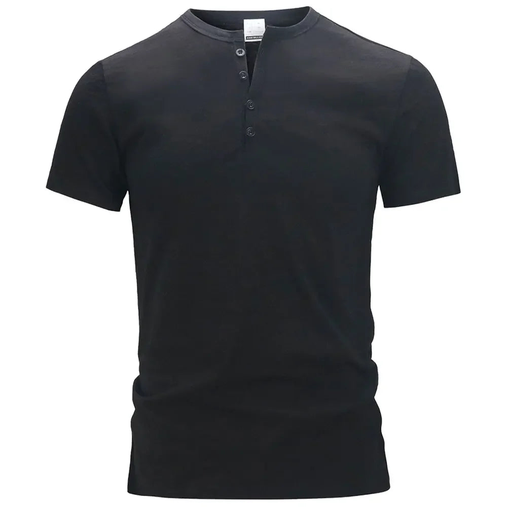Men’s Dailywear Henry Collar T-shirt – Slim Fit Short Sleeve Top