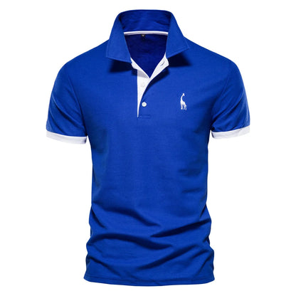 Men’s Slim Polo Shirt – Breathable Embroidered Design - Imperial