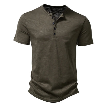 Premium Cotton Henley Tee – Men’s Casual Short Sleeve Polo