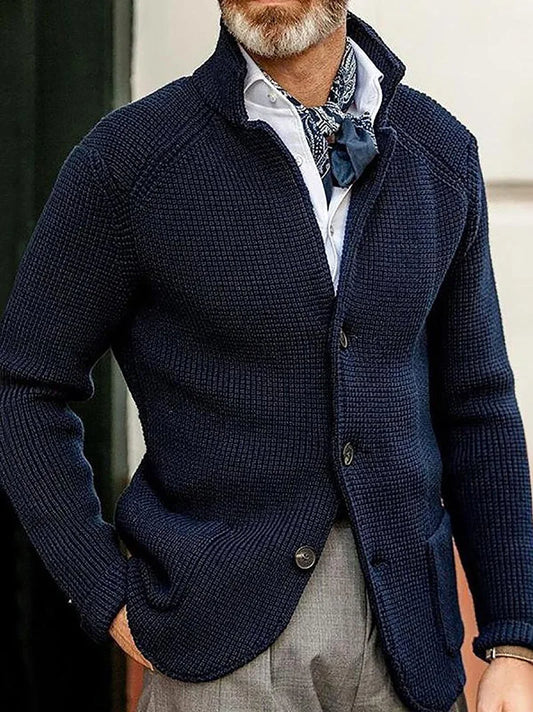 Slim Fit Stand Collar Knit Cardigan