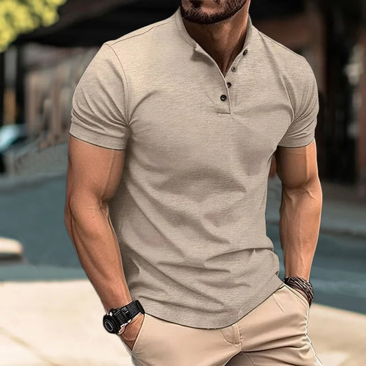 Men’s Dailywear Henry Collar T-shirt – Slim Fit Short Sleeve Top