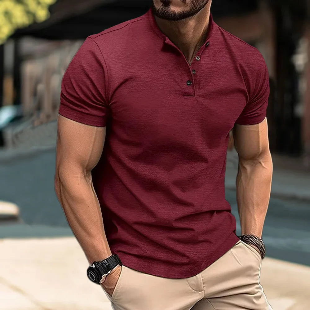 Men’s Dailywear Henry Collar T-shirt – Slim Fit Short Sleeve Top