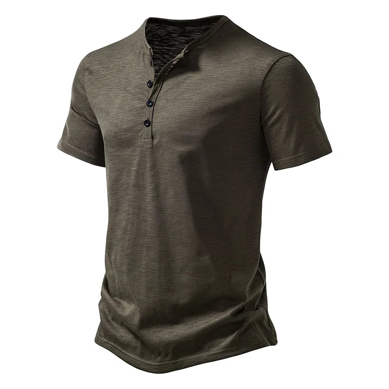 Premium Cotton Henley Tee – Men’s Casual Short Sleeve Polo